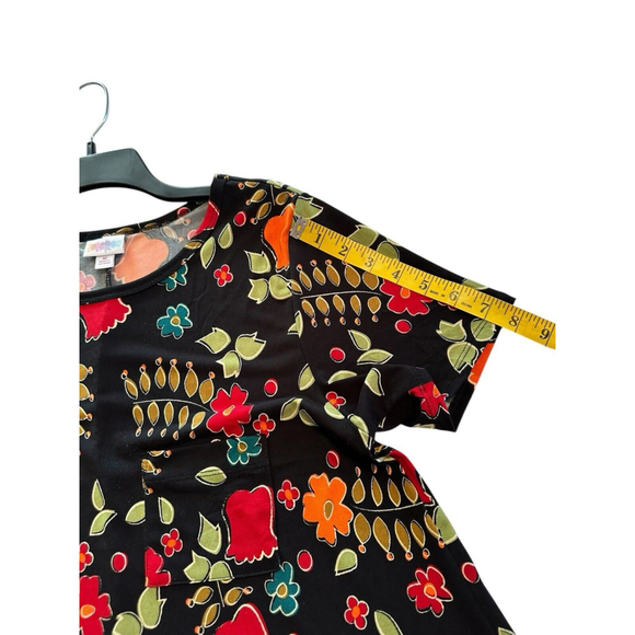 LulaRoe Floral Stretch MIDI Dress Womens MEDIUM Multicolor Flowers Short Sleeves - Picture 13 of 16